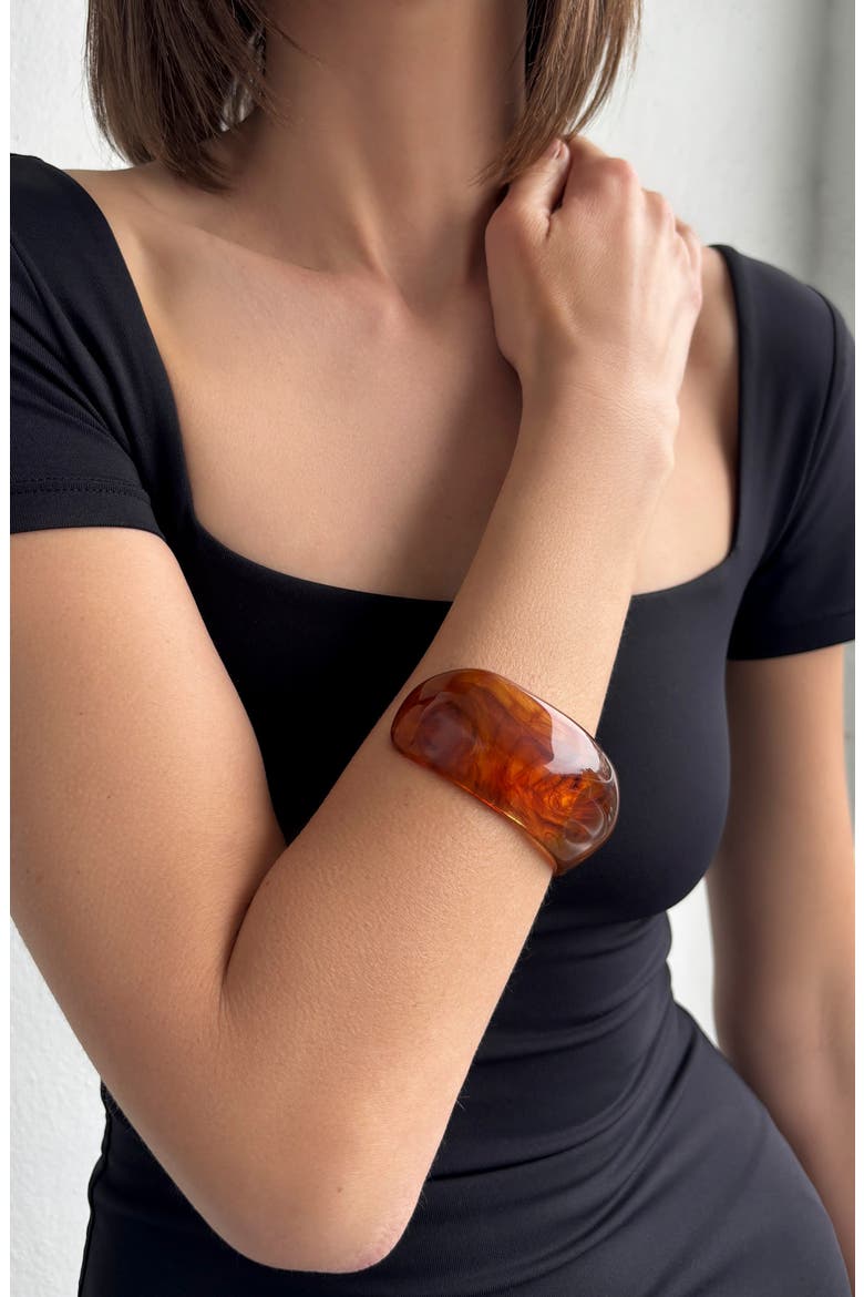 Chunky Acrylic Cuff Bracelet, Alternate, color, BROWN