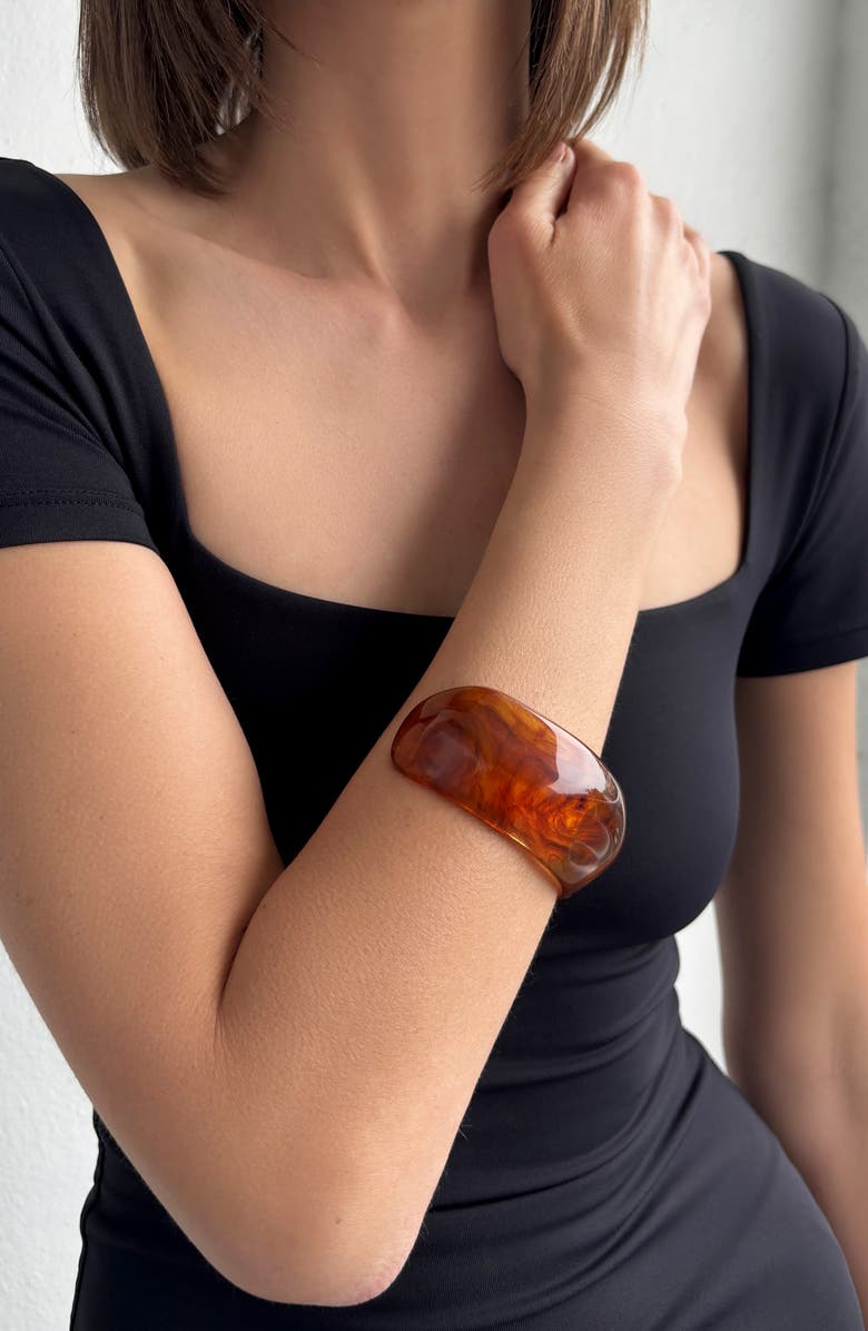 Adornia Chunky Acrylic Cuff Bracelet, Alternate, color, Brown