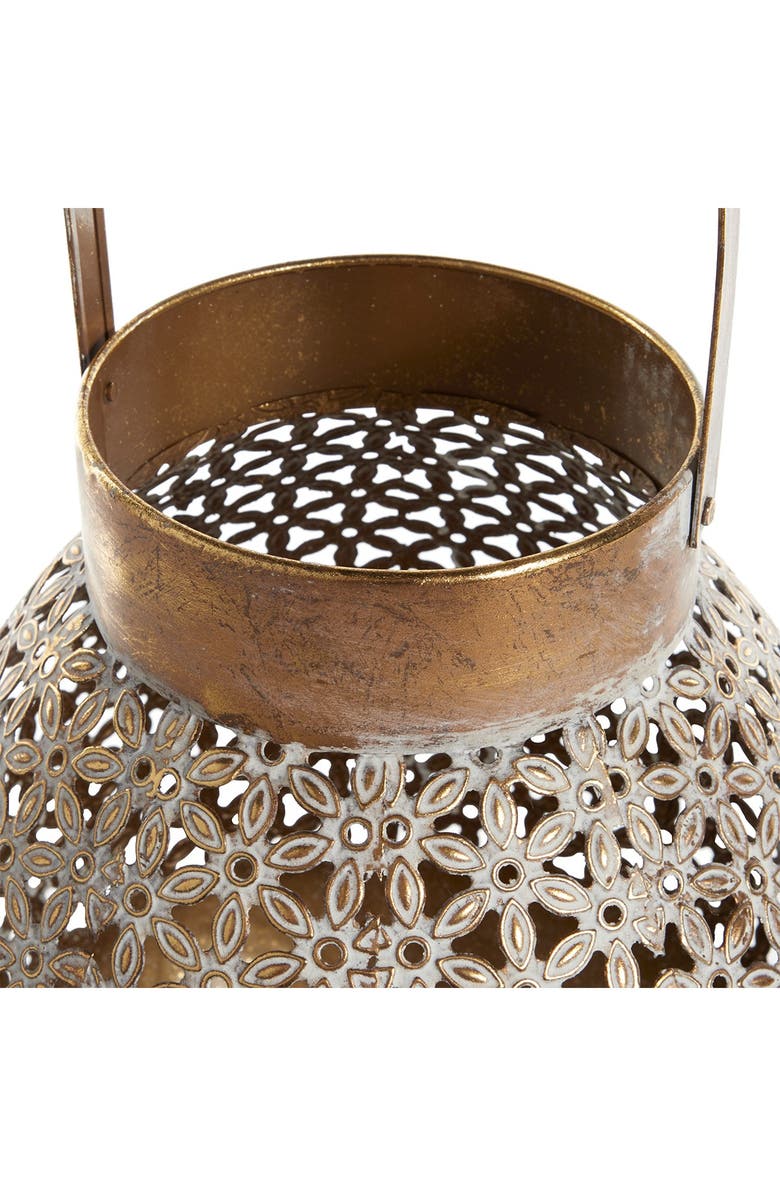GINGER BIRCH STUDIO Goldtone Metal Laser Cut Candle Lantern with Pattern, Alternate, color, 