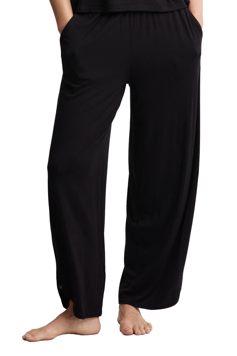 Jersey Crop Wide Leg Pants, Main, color, BLACK