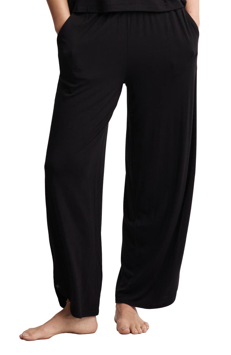 Barefoot Dreams<sup>®</sup> Jersey Crop Wide Leg Pants, Main, color, Black