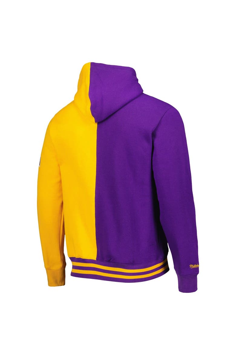 Men's Mitchell & Ness Purple/Gold Los Angeles Lakers Hardwood Classics Split Pullover Hoodie, Alternate, color, Purple