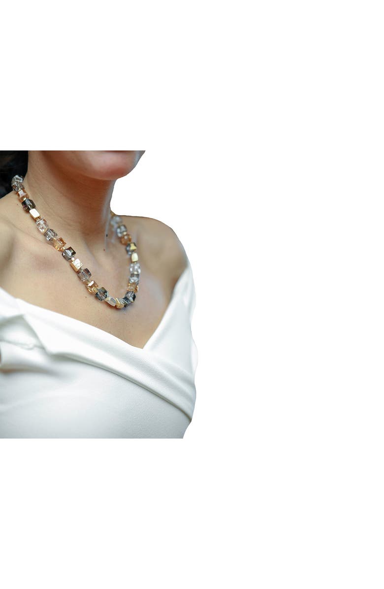 SAACHI Glass Beaded Necklace, Alternate, color, Navy