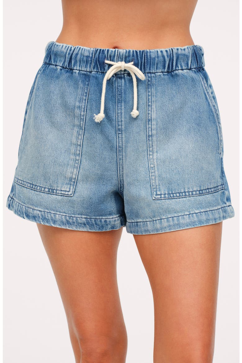 Tie Waist Denim Shorts, Alternate, color, JUNE
