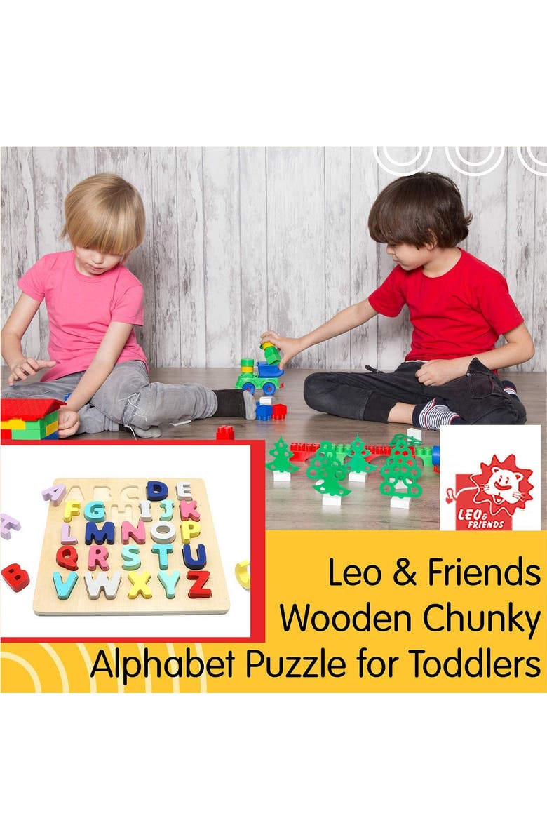 Leo & Friends Wooden Chunky Alphabet Puzzle for Toddlers, Preschoolers, Alternate, color, Pink