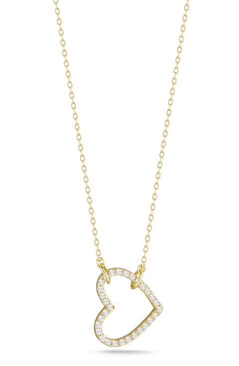 Cubic Zirconia Open Heart Pendant Necklace