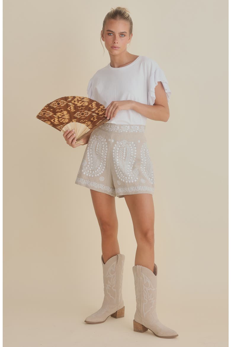 Johari Shorts, Alternate, color, NATURAL/ EMBROIDERY