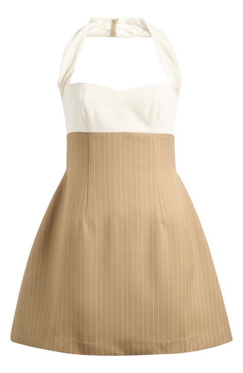 Pinstripe Halter Minidress