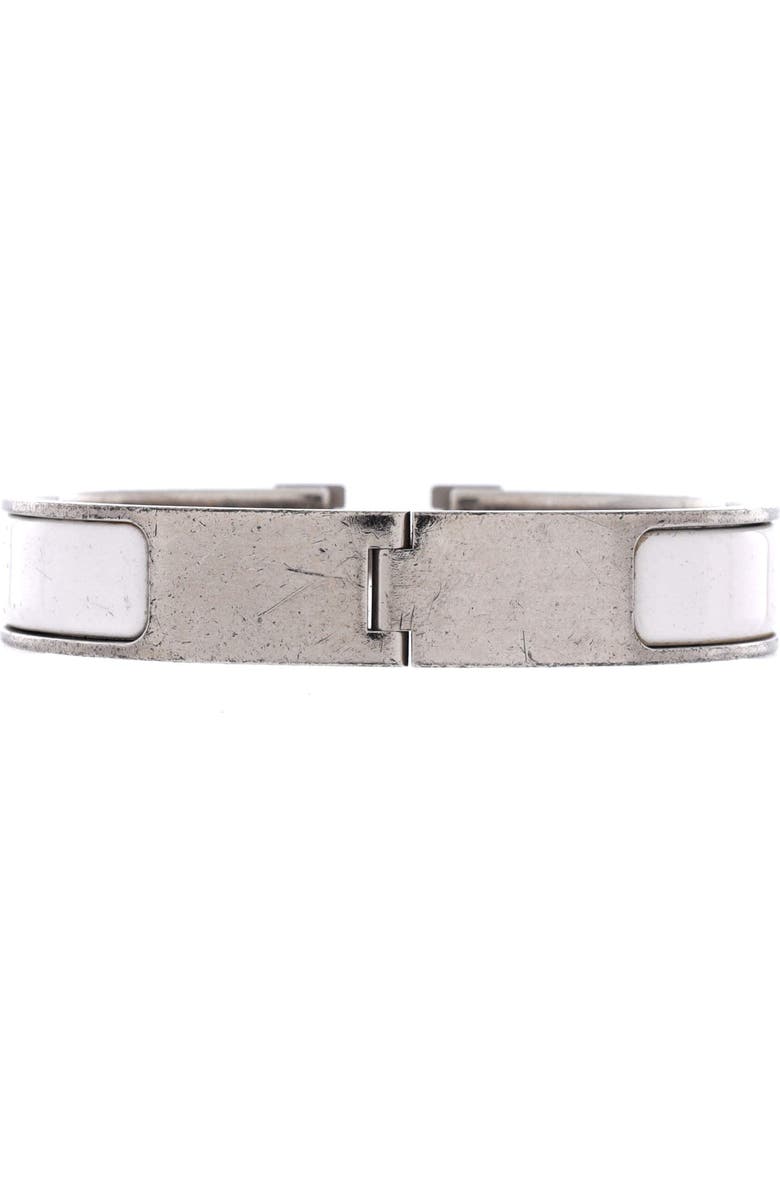 Pre-Owned Hermes Clic H Bracelet Enamel Narrow, Alternate, color, White