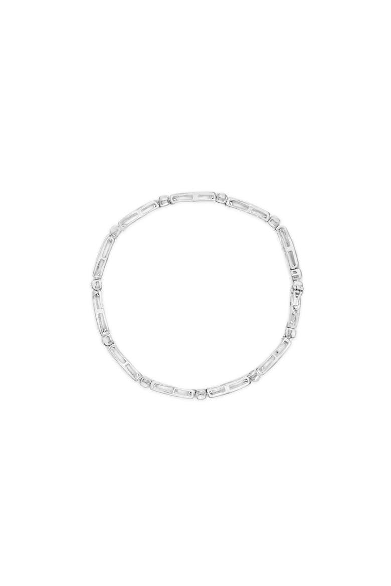 14K White Gold 1-1/2 Cttw Diamond Bezel and Tapered Link 7" Tennis Bracelet, Alternate, color, White
