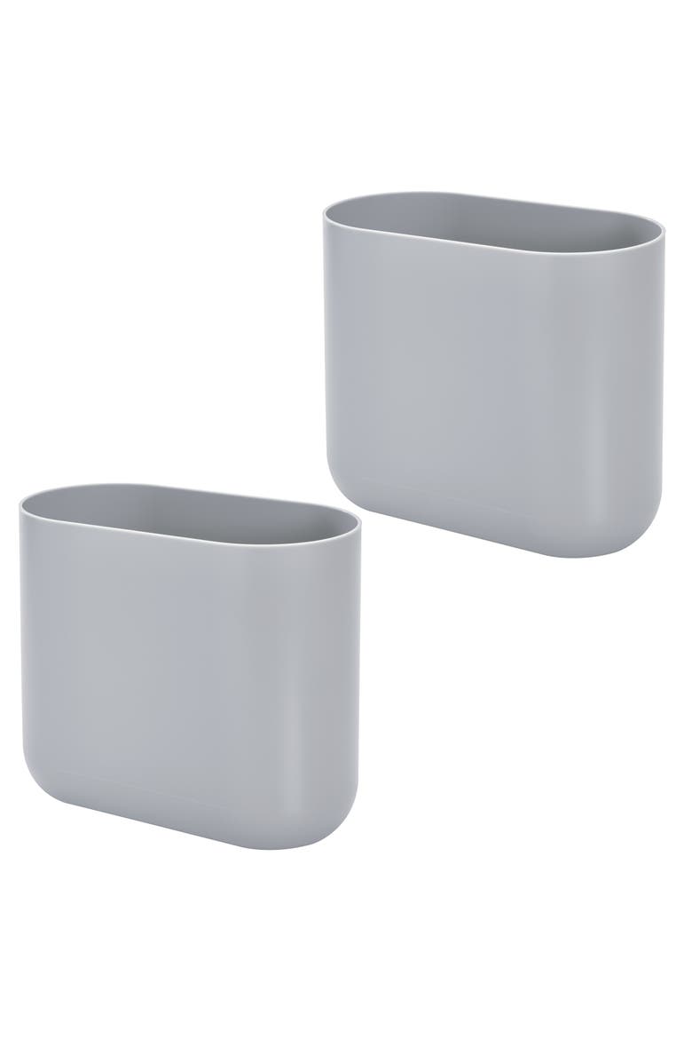 Small Plastic 1.9 Gallon / 7 L Oval Bathroom Trash Can, 2-Pack, Gray, Main, color, Gray