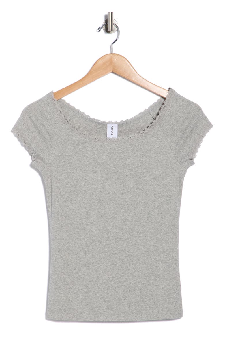 Lace Trim T-Shirt, Alternate, color, GREY SOFT HEATHER