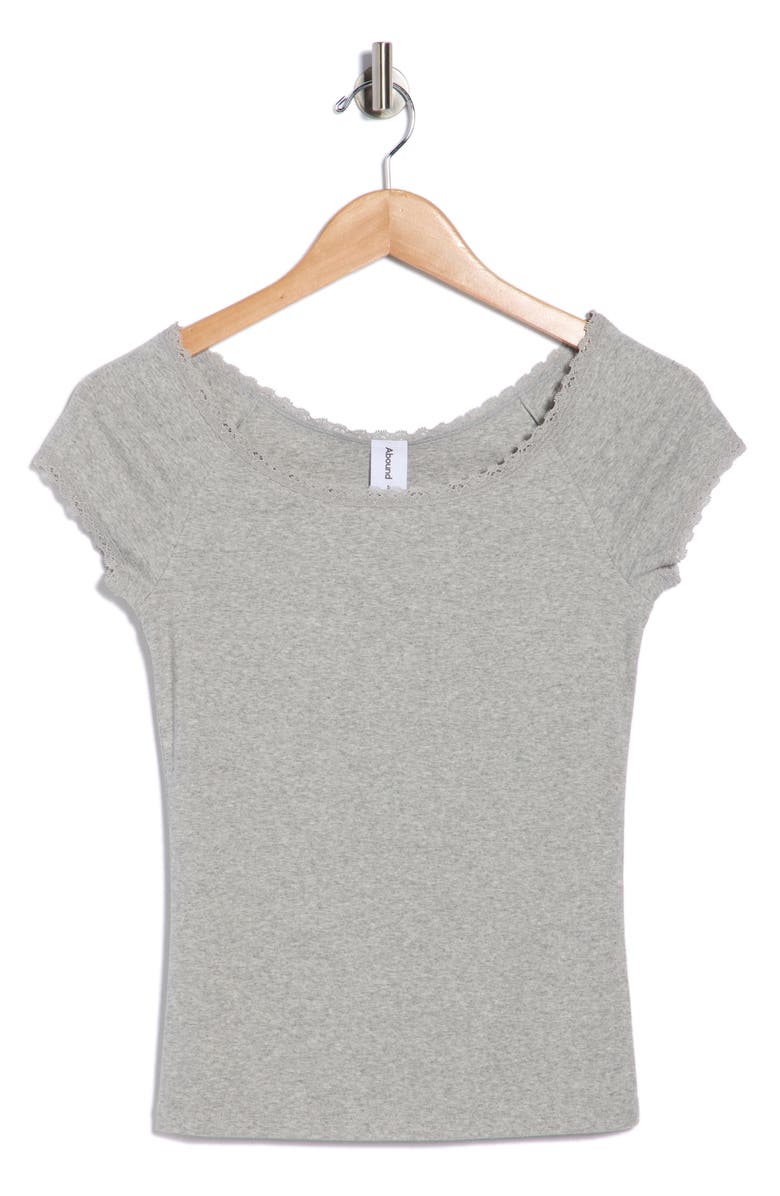 Abound Lace Trim T-Shirt, Alternate, color, Grey Soft Heather