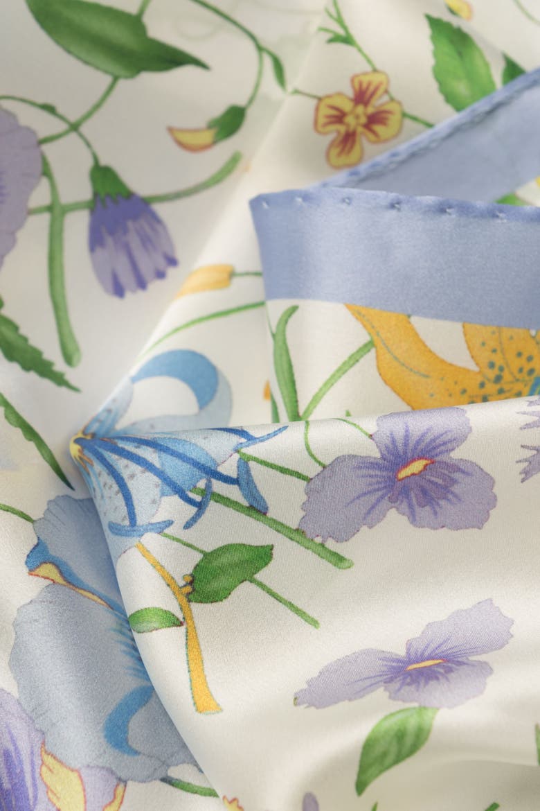 Primavera - Long Satin Silk Scarf for Women, Alternate, color, Perwinkle