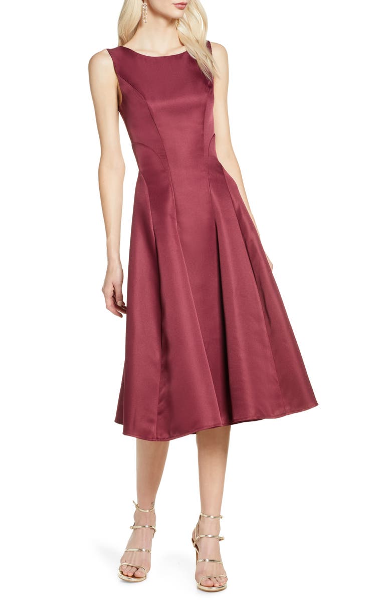 Chi Chi London Bracken Satin Fit & Flare Cocktail Dress, Main, color, 