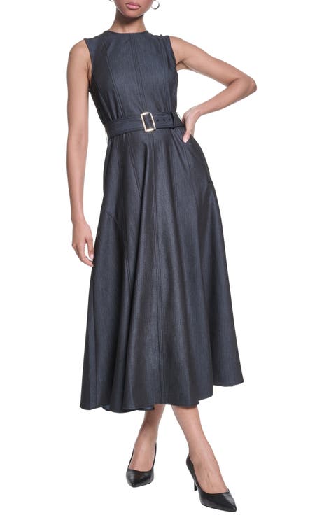 Belted Sleeveless Midi Dress