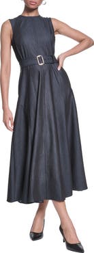 KARL LAGERFELD Belted Sleeveless Midi Dress