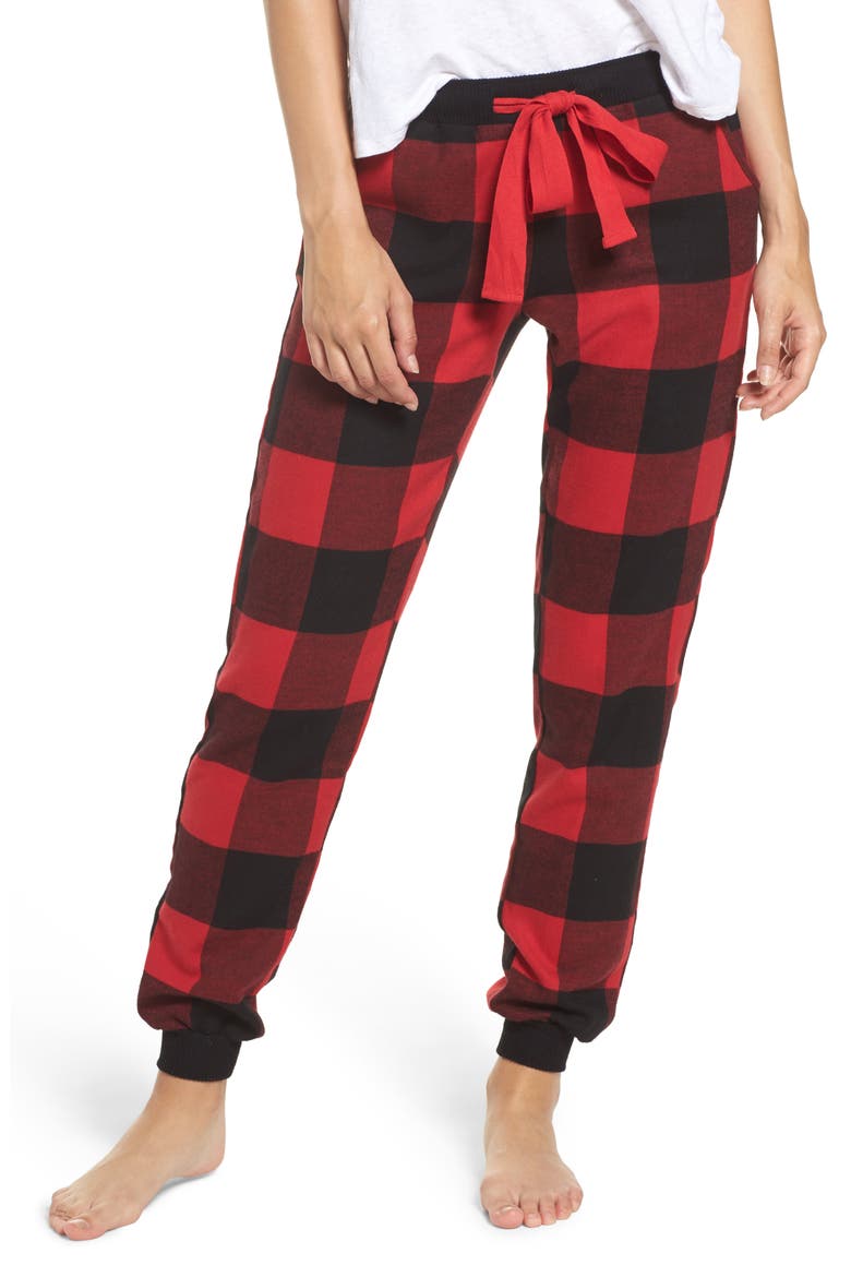 Flannel Lounge Pants, Main, color, RED PEPPER BEST BUFFALO