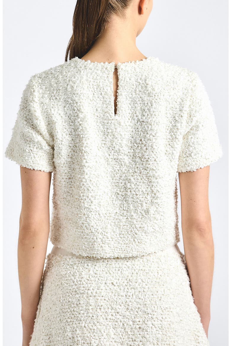 Syrena Paillette Cropped Shirt, Alternate, color, BLANC DE BLANC