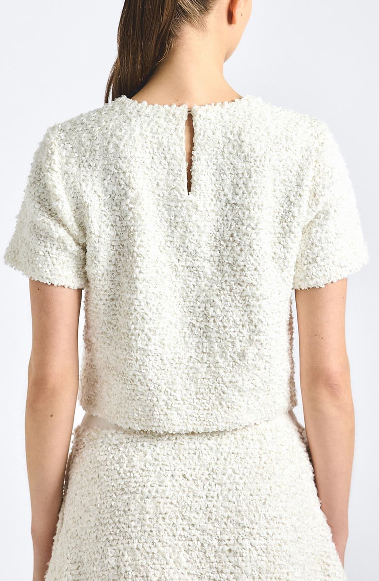 Derek Lam 10 Crosby Syrena Paillette Cropped Shirt, Alternate, color, Blanc De Blanc