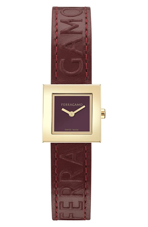 Portrait Leather Strap Watch, 20mm