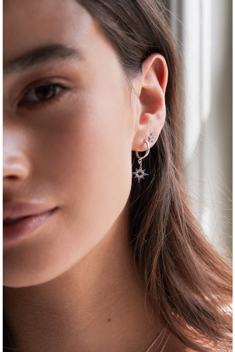 Star & Cubic Zirconia Stud Earrings, Alternate, color, SILVER