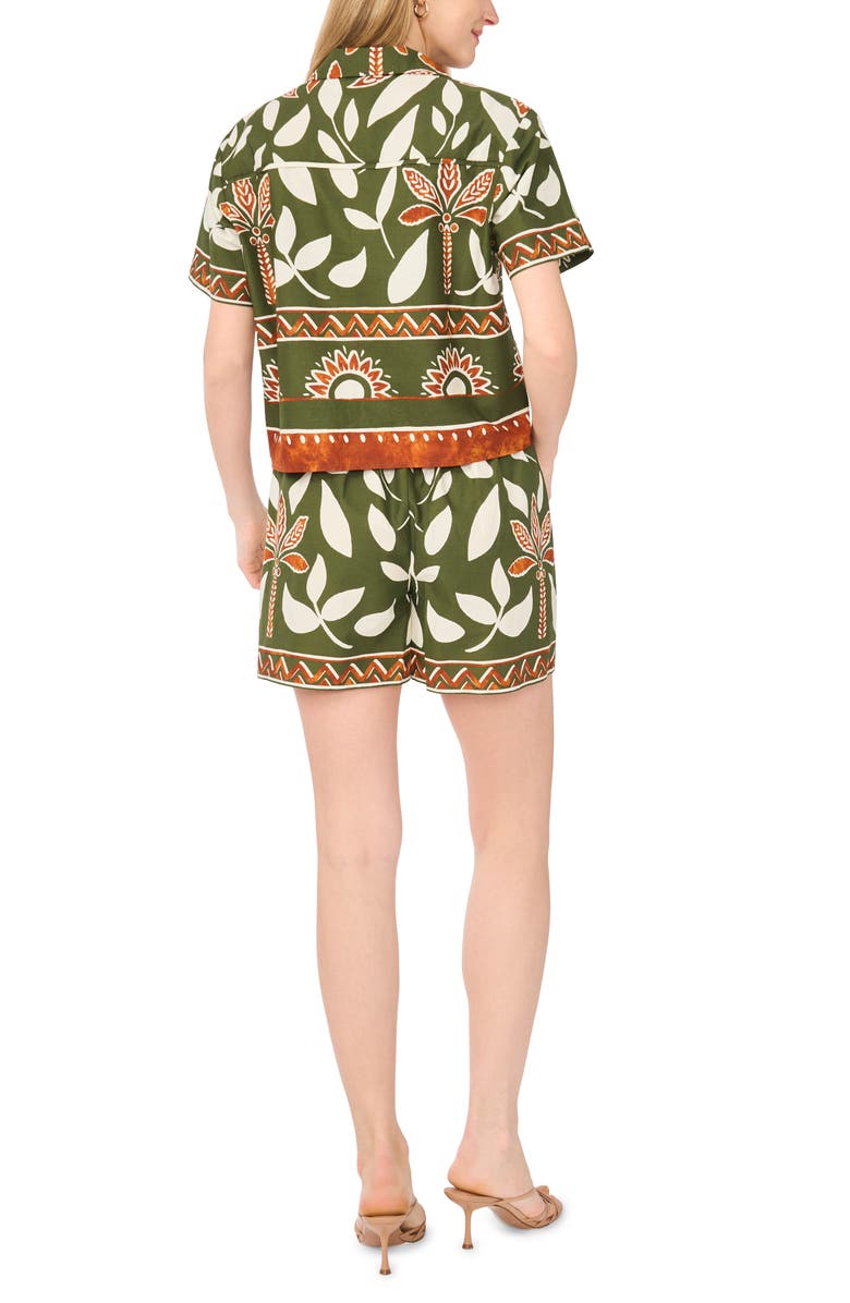 Halogen<sup>®</sup> Floral Print Short Sleeve Cotton Button-Up Shirt, Alternate, color, Chive