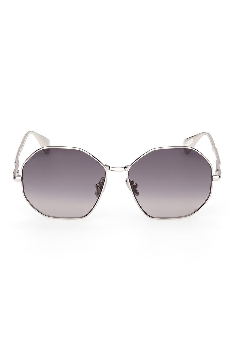 57mm Geometric Sunglasses, Main, color, RUTHENIUM / GRADIENT SMOKE