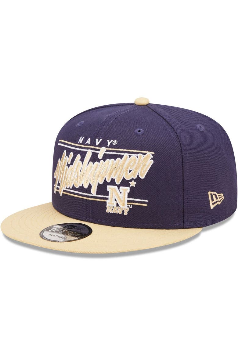 Men's New Era Navy/Gold Navy Midshipmen Team Script 9FIFTY Snapback Hat, Main, color, Navy
