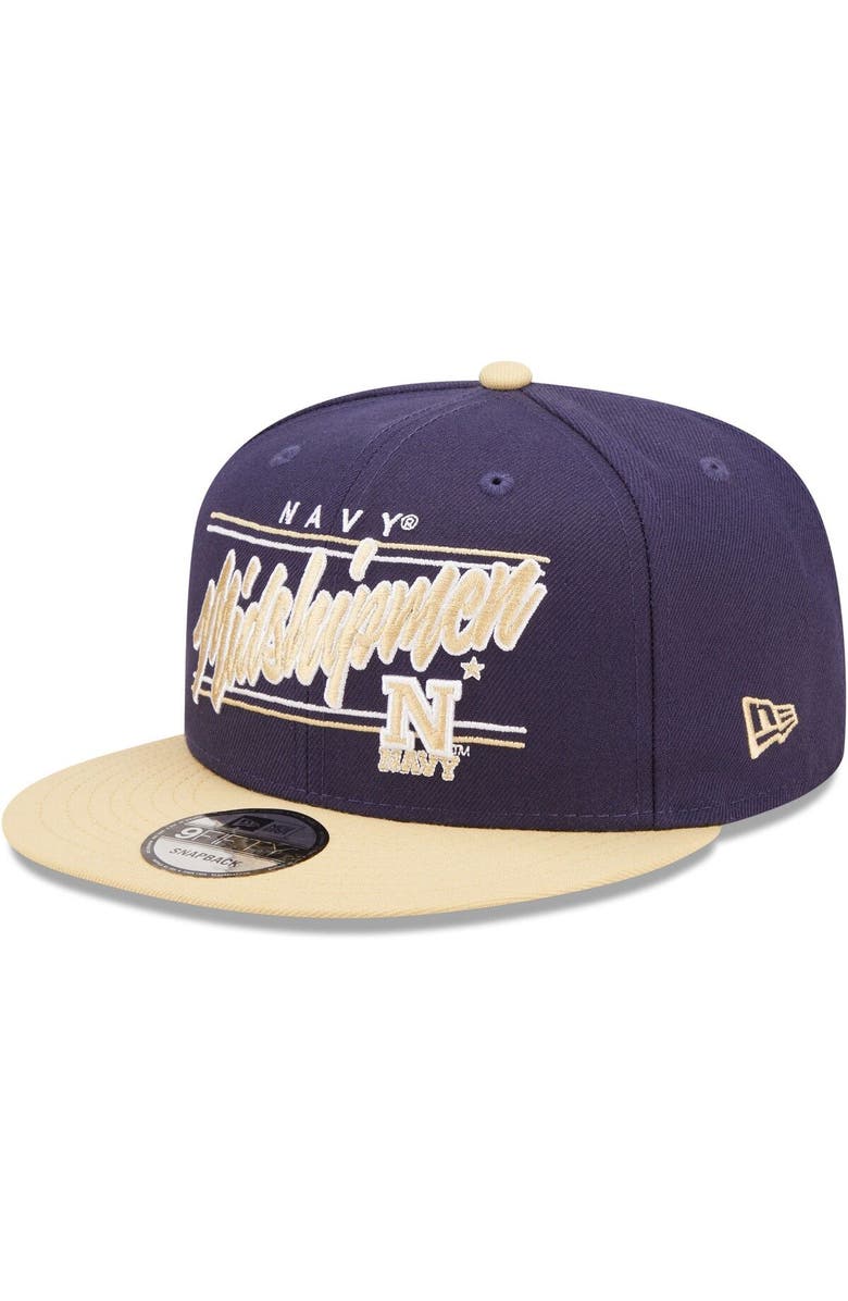 New Era Men's New Era Navy/Gold Navy Midshipmen Team Script 9FIFTY Snapback Hat, Main, color, 