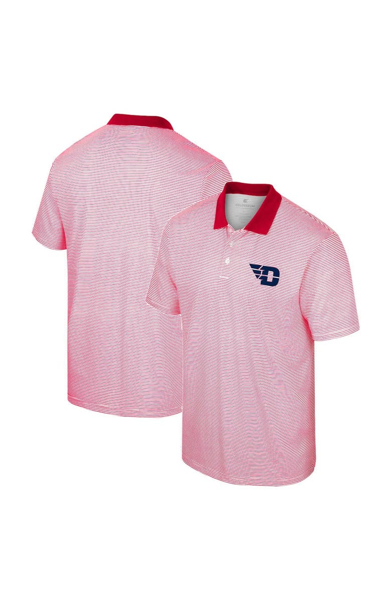 COLOSSEUM Men's Colosseum White/Red Dayton Flyers Print Stripe Polo, Main, color, White