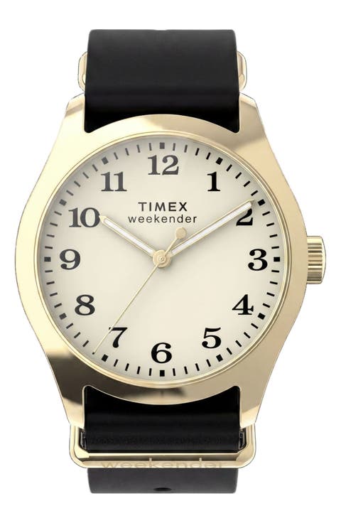 Weekender Leather Strap Watch, 34mm