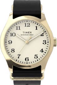 Timex® Weekender Leather Strap Watch, 34mm