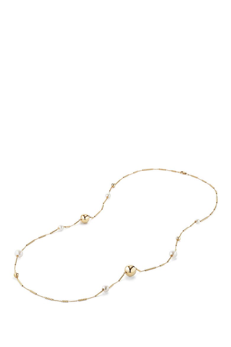 Solari Long Station Necklace with Pearls in 18K Gold, Alternate, color, PEARL