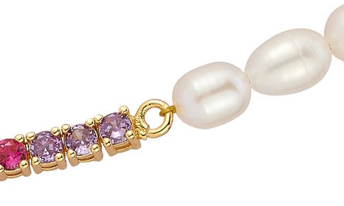 Chloe & Madison Chloe And Madison Rainbow Crystal & Faux Pearl Necklace In Gold