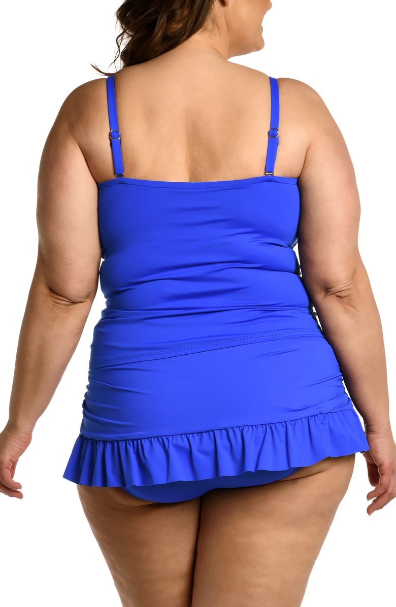La Blanca Island Goddess Twist Tankini Top, Alternate, color, Sapphire