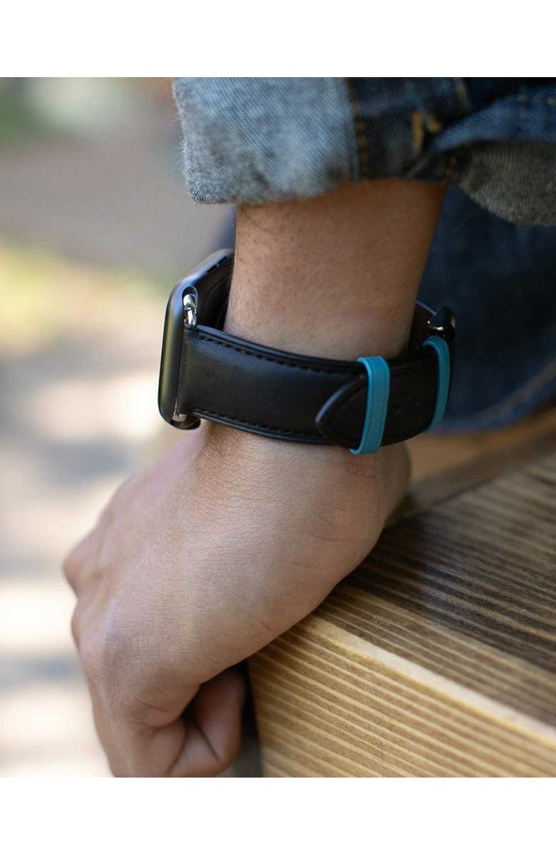 Bluebonnet The Executive French Leather Apple Watch Band, Alternate, color, Black