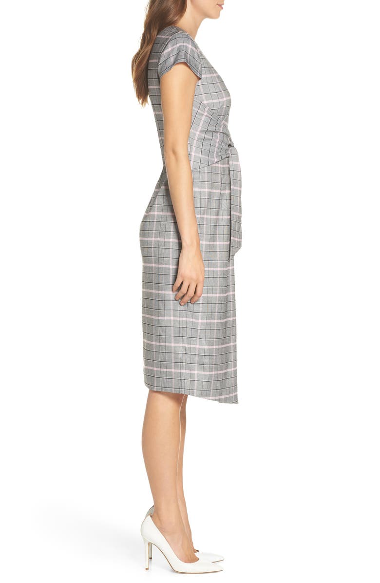 1901 Wrapped Plaid Sheath Dress, Alternate, color,