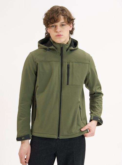 Point Zero Softshell Dewspo Bonded Mesh Jacket In Leaves