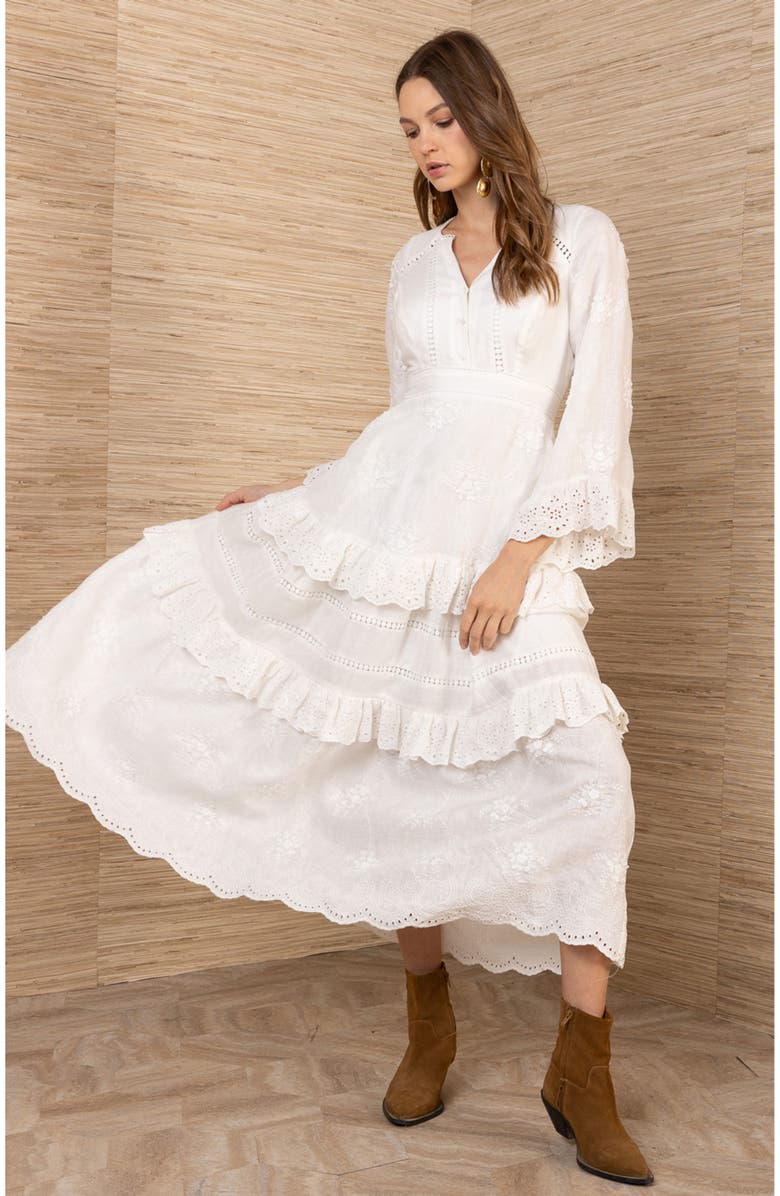 Hale Bob Bronte Linen Dress, Alternate, color, Ivory