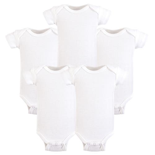 Hudson Baby Five-piece Set Of Cotton Infant All-in-one Bodysuits In White