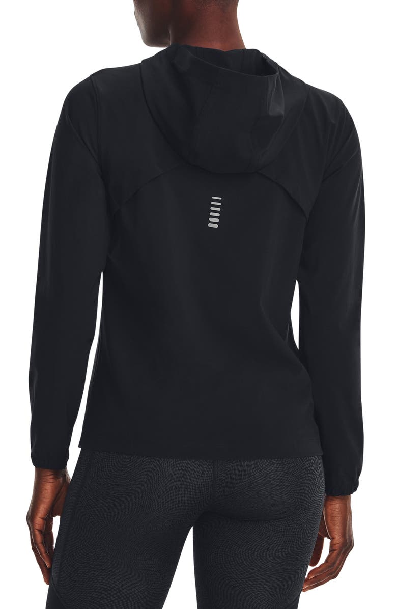 Under Armour Outrun the Storm Water Resistant Hooded Jacket, Alternate, color, Black / Reflective