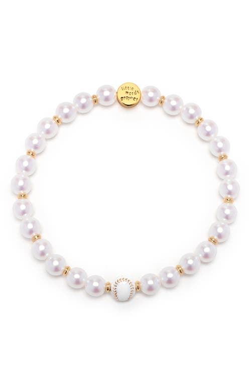 Little Words Project Game Day Baseball Stacker Beaded Bracelet In White