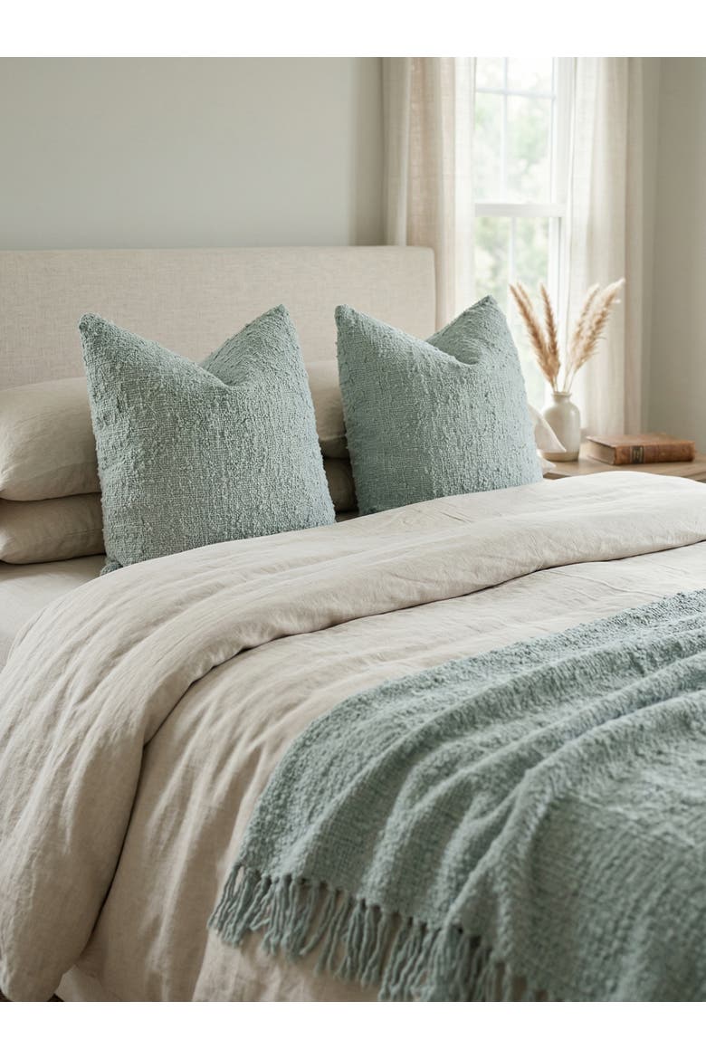 Cozy Cotton Boucle Pillow with Down Alternative Insert, Alternate, color, Aqua