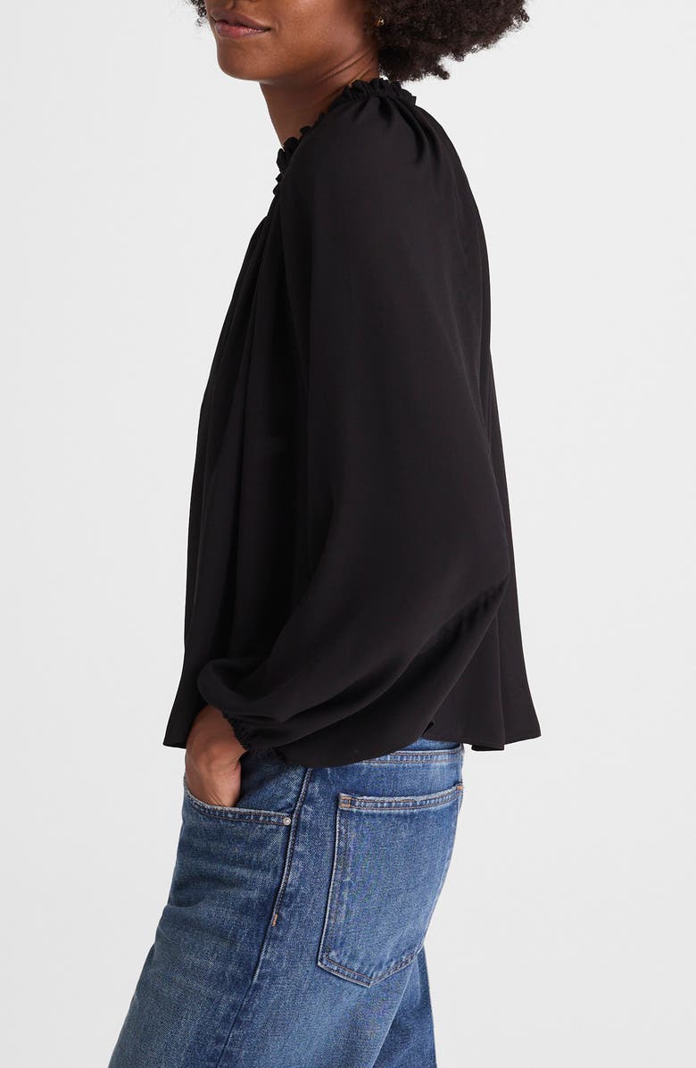 Madewell Long-Sleeve Tie-Neck Top, Alternate, color, Jet Black