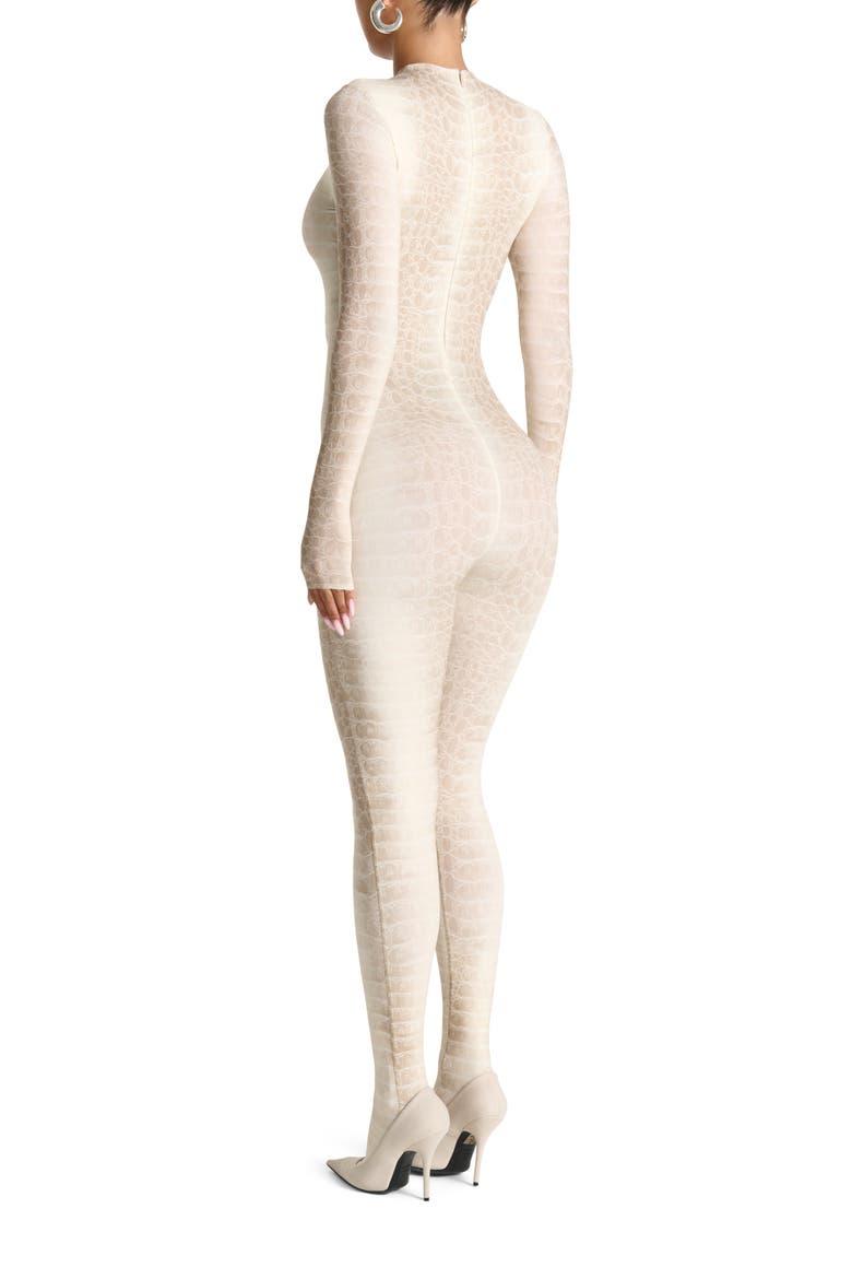 Animal Print Closed Toe Jumpsuit, Alternate, color, BONE CROC