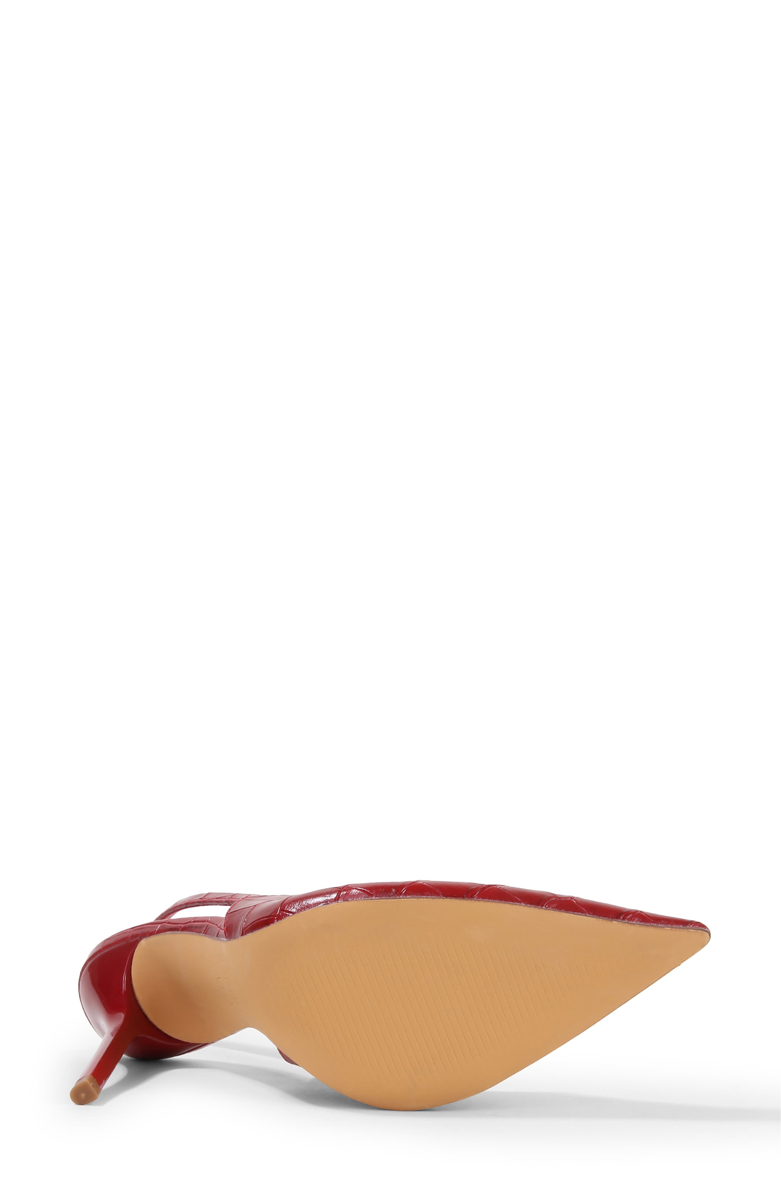 Carmine Croc Embossed Faux Leather Slingback Pump, Alternate, color, RED