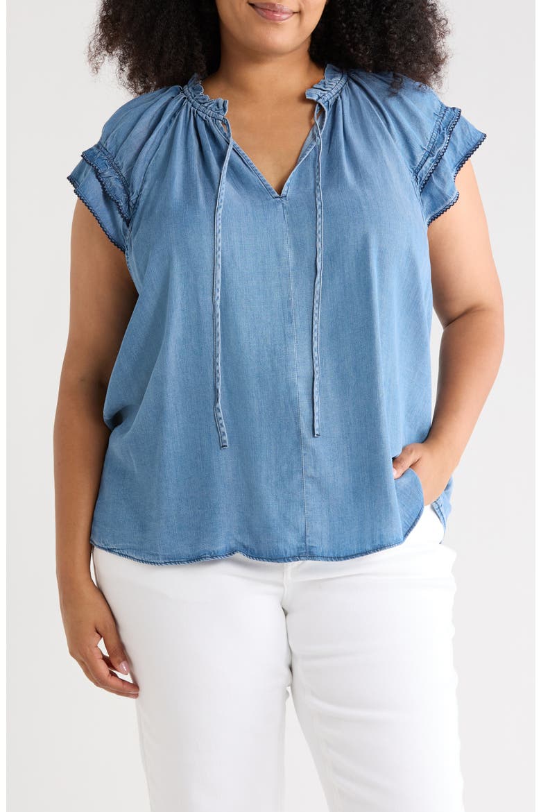 Cap Sleeve Raglan Top, Main, color, CHAMBRAY