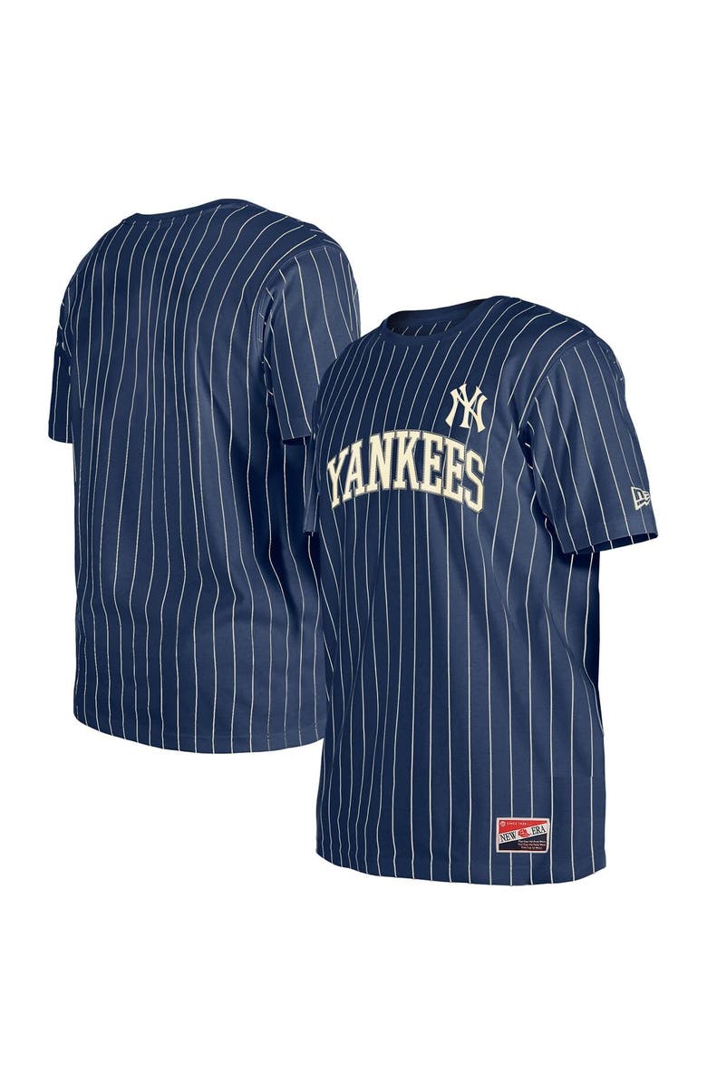 New Era Men's New Era Navy New York Yankees Throwback Pinstripe T-Shirt, Alternate, color,