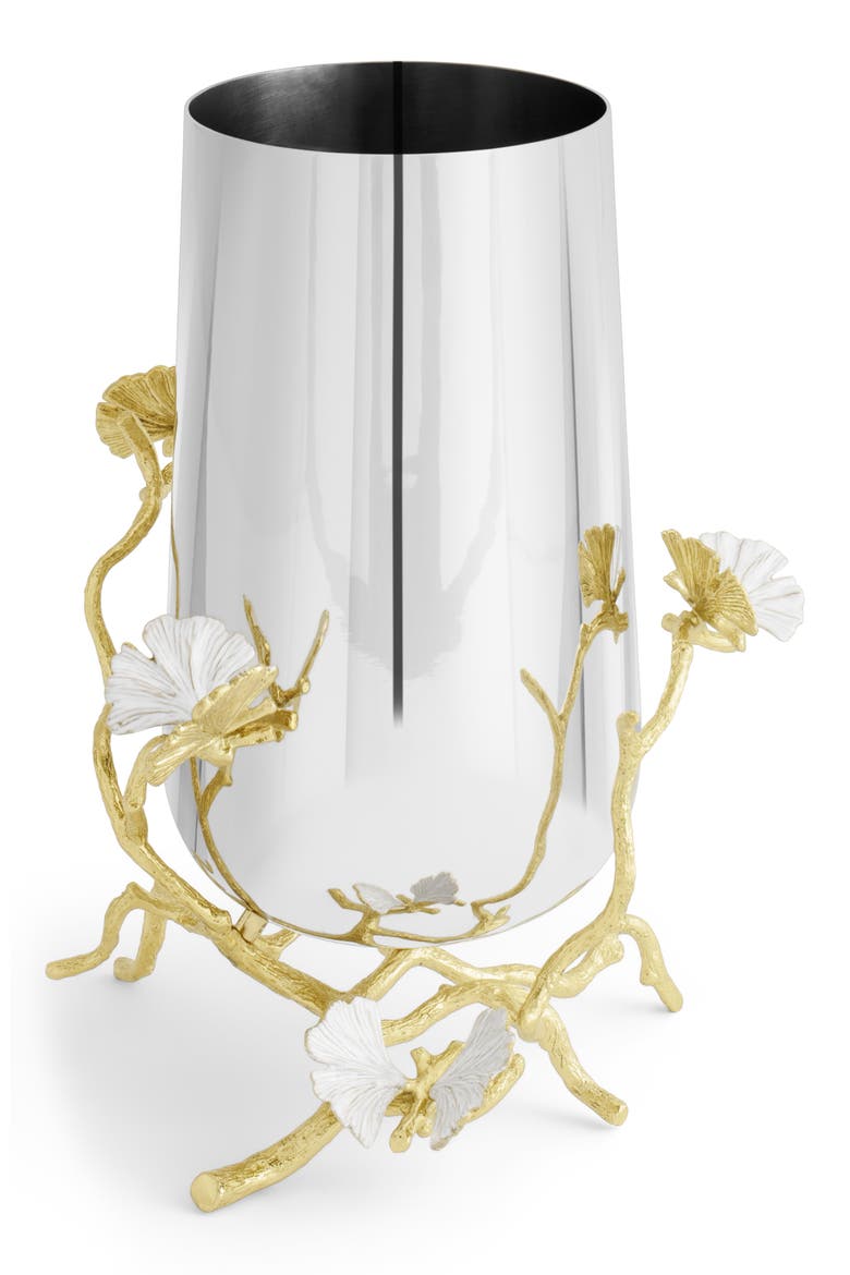 Butterfly Ginkgo Medium Vase, Main, color, SILVER/ GOLD